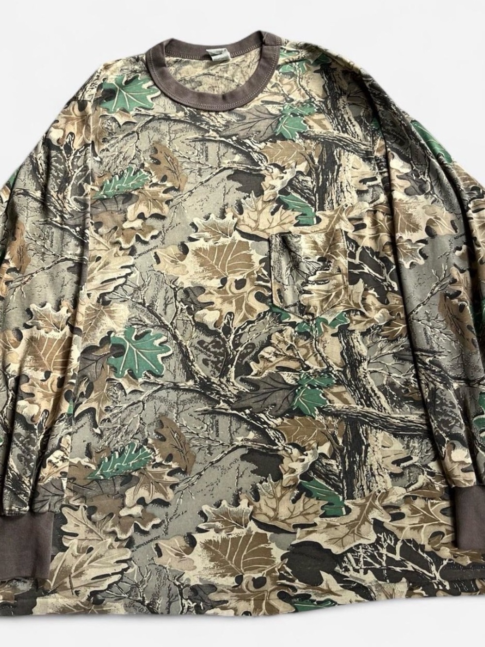 Vintage Long-Sleeve Camo Pocket Tee - Green/Tan/Gray